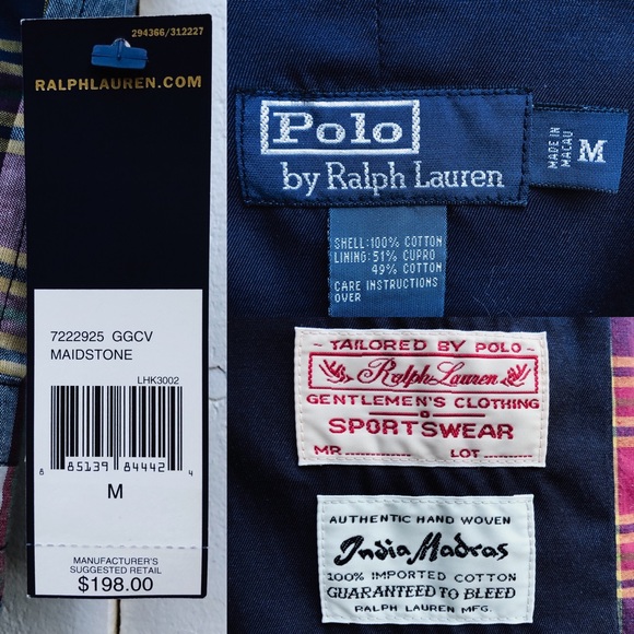 NWT Polo by Ralph Lauren Men’s Madras Plaid Vest Medium - Picture 8 of 9